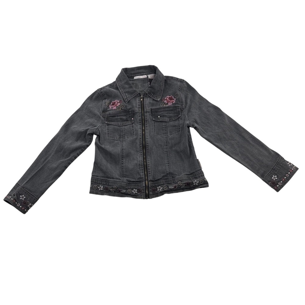 Y2K Mary Kate Ashley Embroidered Denim Jacket Boho Cottagecore Girls 10/12